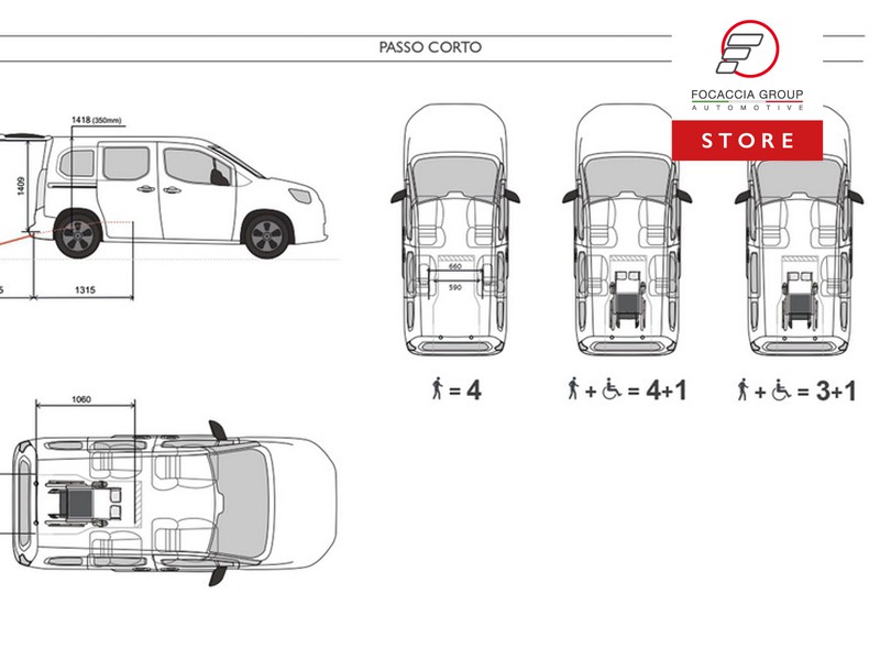 Peugeot Rifter GT EAT8  Pianale Ribassato  4 + 1 con Rampa